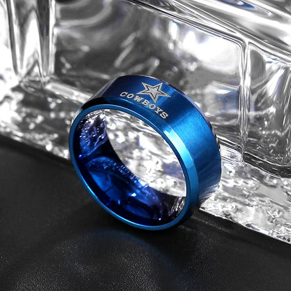 MOREDEAR 8mm Black Titanium Ring Dallas Cowboys For Men and Women
