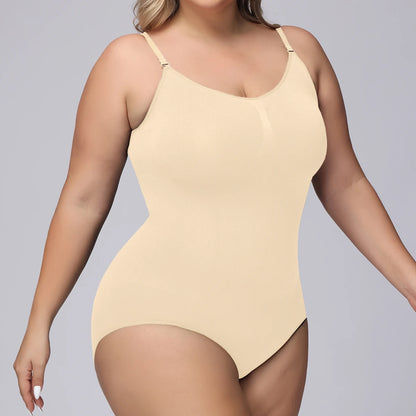 Women's seamless plus-size underwear hip lift, belly tuck, waist strap sexy one-piece shapewear Beige