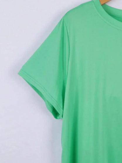 Plus Size Tops Women Clothes Round Neck Summer Marine Life Themed & Sea Creature Print Light Green Short Sleeved T-shirt