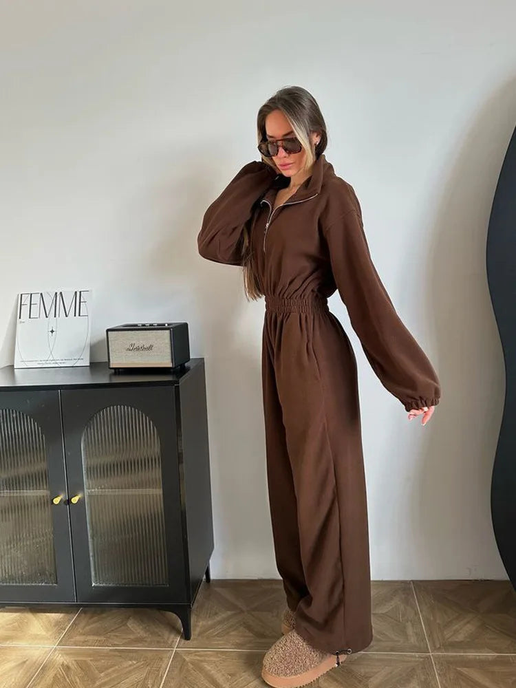 Jumpsuits Women Rompers One Piece Full Sleeve Zipper Overalls Long Pants Elastic High Waist Rompers Y2k Streetwear Jumpsuit 2025 Badiee Stylez