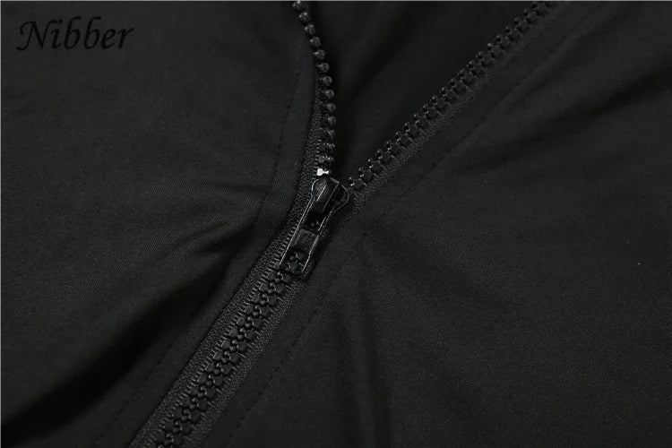 Nibber Sporty Casual 2 Piece Set Women Tracksuit Hooded Zip Crop Tops+Leggings Fitness Soft Stretch Streetwear Activity Suit