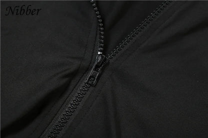 Nibber Sporty Casual 2 Piece Set Women Tracksuit Hooded Zip Crop Tops+Leggings Fitness Soft Stretch Streetwear Activity Suit