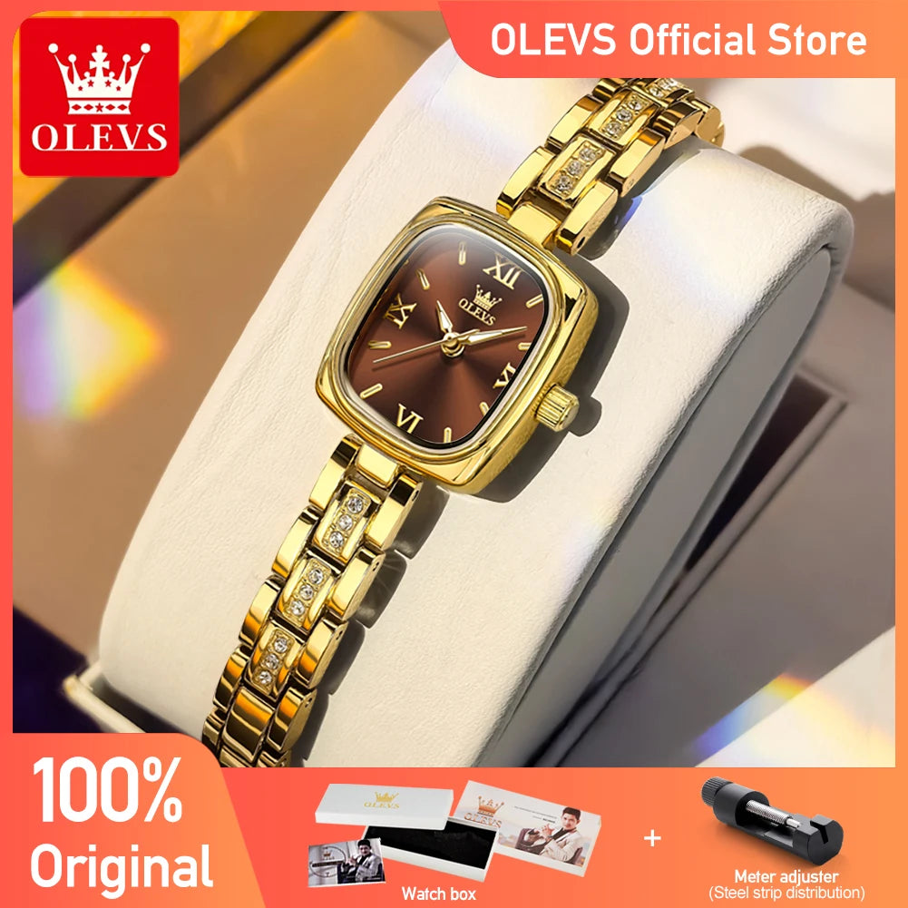 OLEVS 3695 Women Watches Tonneau Quartz Watch Waterproof Luminous Ladies Watch For Woman Luxury Fashion Original Elegant New