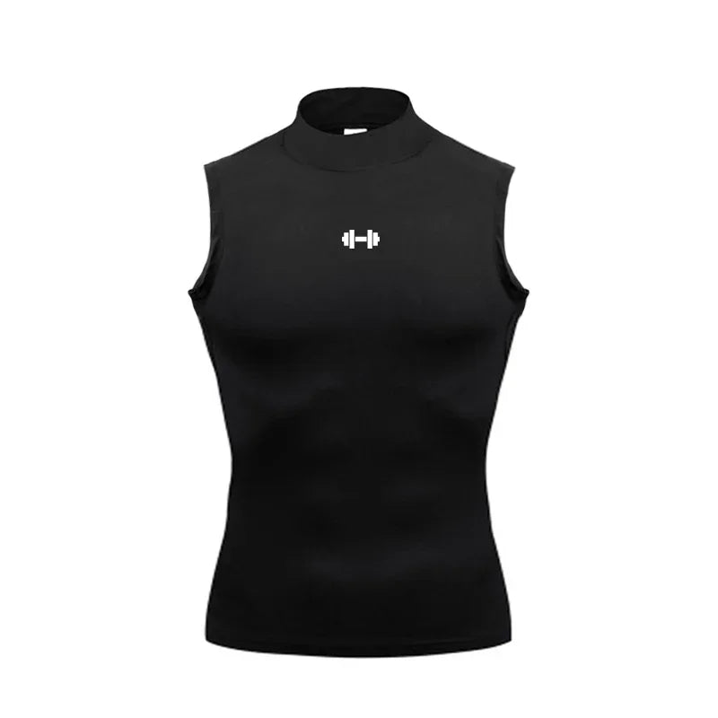 Compression Shirt Men Summer Sportswear Running Vest Elastic Quick Dry Sport Sleeveless Tops Tee Turtleneck Gym Workout Tank Top