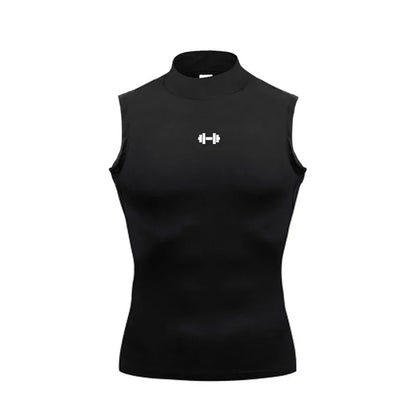 Compression Shirt Men Summer Sportswear Running Vest Elastic Quick Dry Sport Sleeveless Tops Tee Turtleneck Gym Workout Tank Top