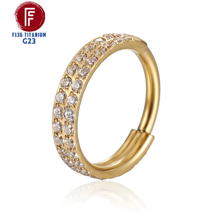 G23 Titanium Side Prong Set Half Circle Cubic Hinged segment Zircon Nose Cilcker Conch Piercing 6/8/10/11/12mm Hoops bh063 Gold