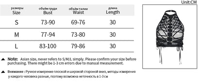 Gothic Punk Ring Halter Top Bodycon Lace Up Crop Bandage Tank Tops Y2k Mesh T Shirt Exotic Vest Sexy Hollow Out Backless Caims