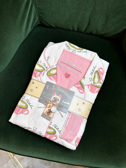 Women's Print Cotton Pajama Set Long Sleeve Autumn Winter Ladies Sleepwear 2 Pcs with Pant Single Breasted Pijama Suit Female