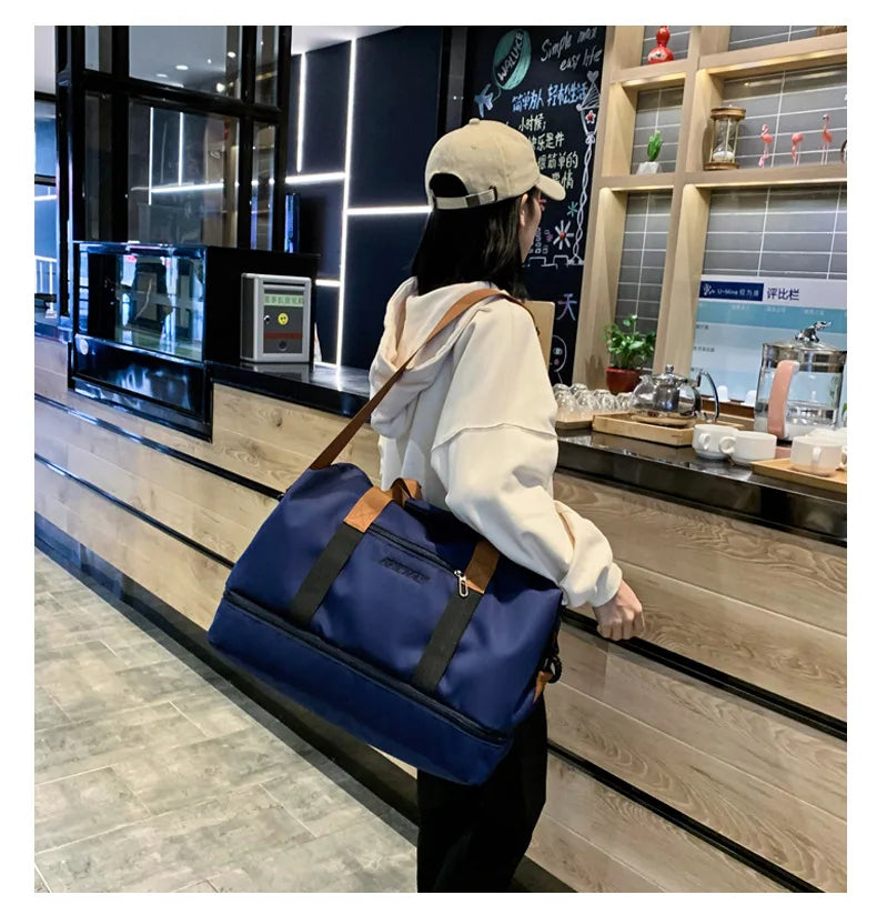 Large Capacity Travel Gym Bag Short-distance Luggage Portable Fitness Bags Shoulder Crossbody Handbags Men's Sports Waterproof B