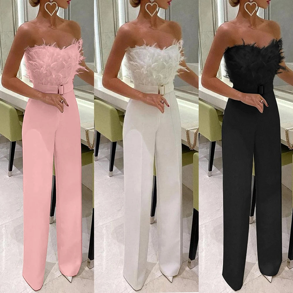 Elegant Solid High Jumpsuit For Woman Casual Long Pants 2023 Summer Sexy Club Bodysuits Evening Party Female Clothing Vintage Badiee Stylez