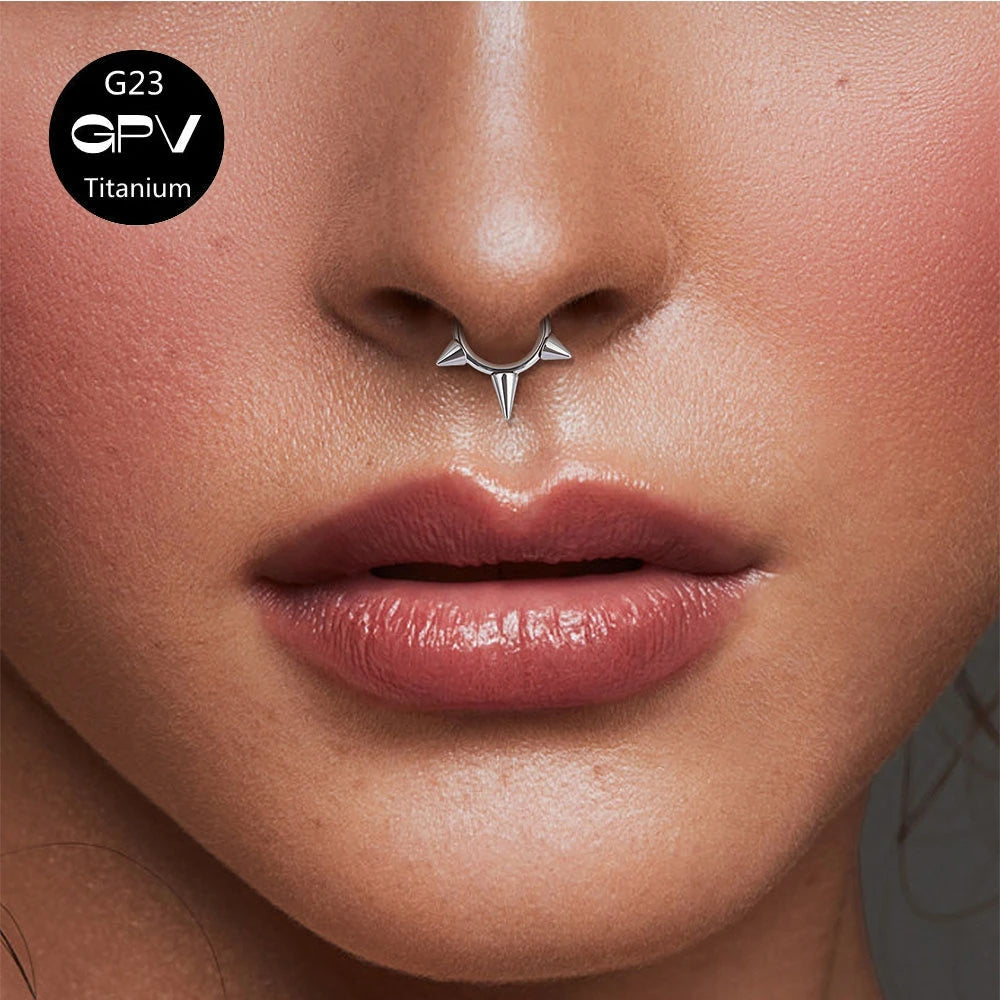G23 Titanium Nasal Septum Ring Welding Pointed Vertebrae Punk Nasal Ring Puncture Jewelry Men And Women's Earrings