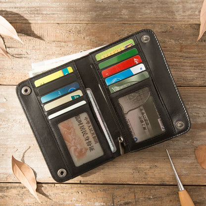 Vintage Genuine leather wallet Men leather long wallet men purse clutch bag male money clips zip around money bag card holder