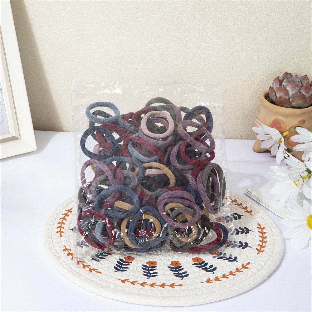 50/100 pieces of black and white hair bands, women's hair bands, high-elasticity rubber band hair bands, hair bands Badiee Stylez