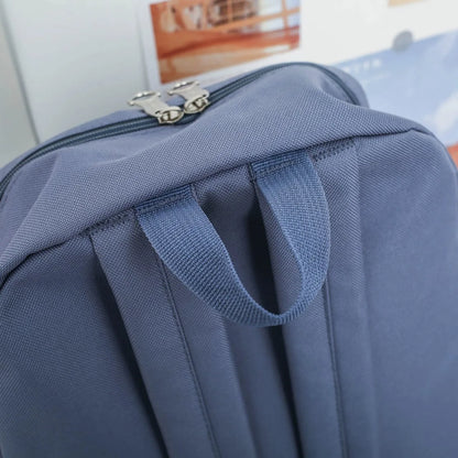 Four Piece Set of Student Backpack for Women in Korean Version Casual Canvas High School Campus with Large Capacity