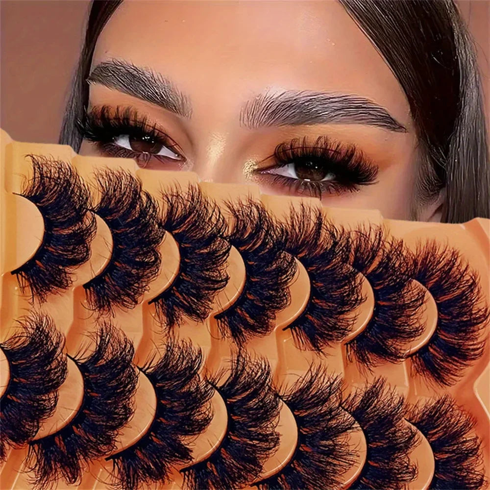 21 Pairs 3-Pack Fake Lashes Fluffy Russian Strip Lashes 3D Fake Lashes Makeup Messy False Eyelashes Fluffy Thick Lashes United States 21 Pairs 3-Pack