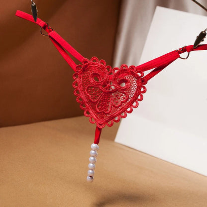 Sexy Pearl Massage G-Strings Women Love Embellished Thong Thin Strap Panties T Pants Low Waist Beaded Briefs
