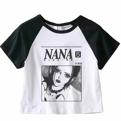 Nana Japanese Short Sleeves Anime Summer Crop Top T Shirt Casual Harajuku T Shirt Top Women Heart Graphic Tees Anime T-shirt 3