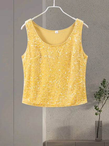 O-neck Vest Mini Skirt Suits Women Sexy sparkly Sequined Sleeveless Tank Tops With Bodycon Short Skirts Fashion Ladies Beachwear