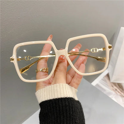 Fashion Oversized Square Eyewear Retro Womens Light Bloking Metal Frame Glasses Trend Optical Computer Eyeglasses Badiee Stylez