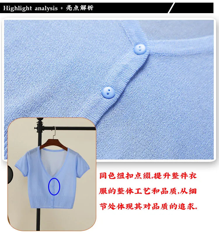 Outerwear Jerseys Summer Cardigan Women Cropped Blouses Korean Fashion Style Cute V-neck Women's Coat Black Bolero Woman Basic