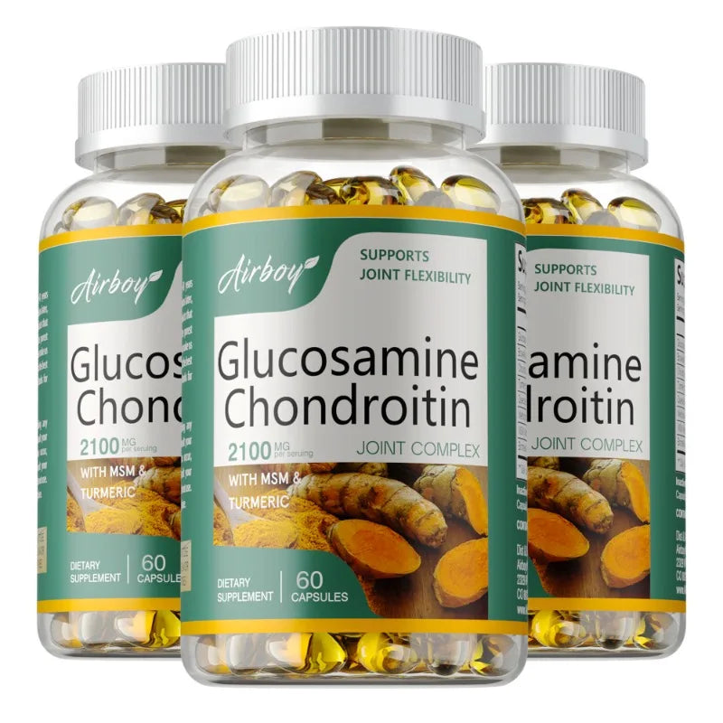 Glucosamine Chondroitin MSM - Joint Support Supplement for Men and Women, Triple Strength Vitamin - Relieve Joint Discomfort 60 Capsule-3bottles