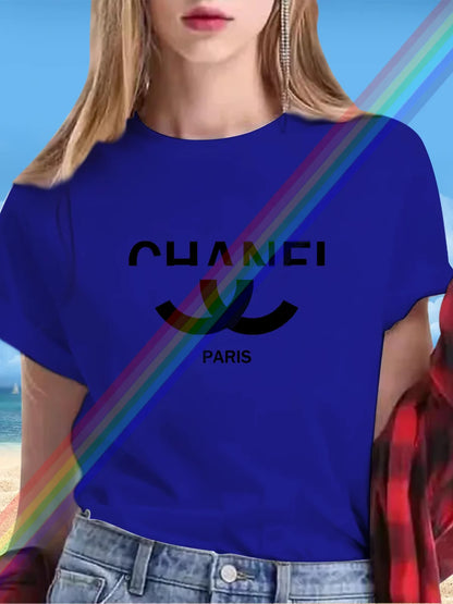 New alphabet Print Casual Graphic T-shirt Short sleeve Sports Women's T-shirt Unisex casual everyday wear Summer women's T-shirt TZ-783 (1) 9 CHINA