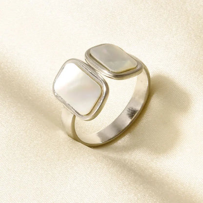 Sea Jewelry Shell Leaf Geometric Round Stainless Steel Rings For Women Men Accessories Open Adjustable Ring Beach Holiday Bagues J918-S-W adjustable