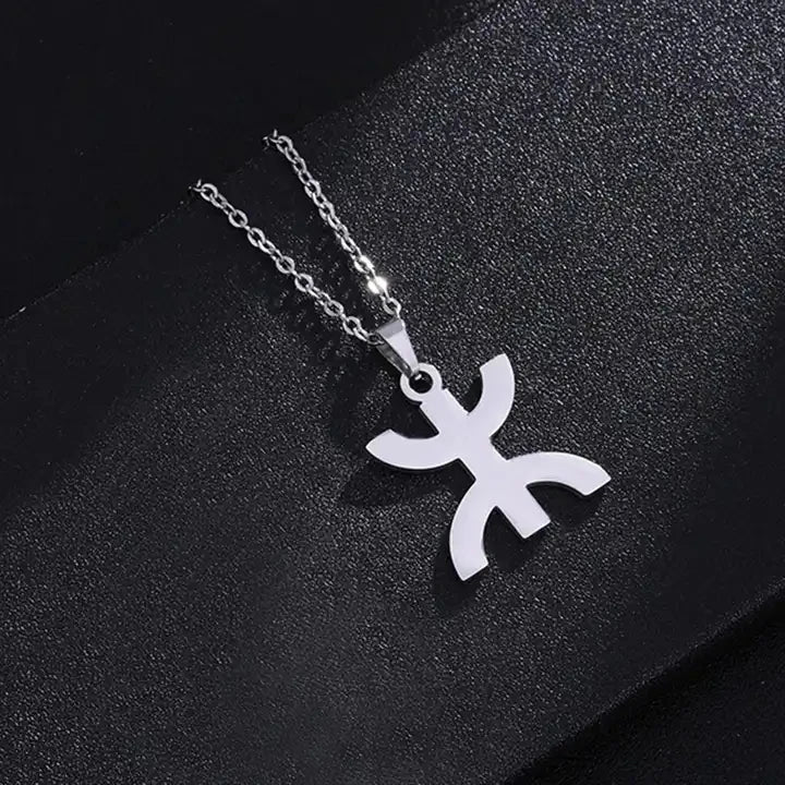 African Berbers Symbol Pendant Necklace Amazigh Letter Yaz Stainless Steel Ethnic Amulet Women Men Necklace N1114- silver