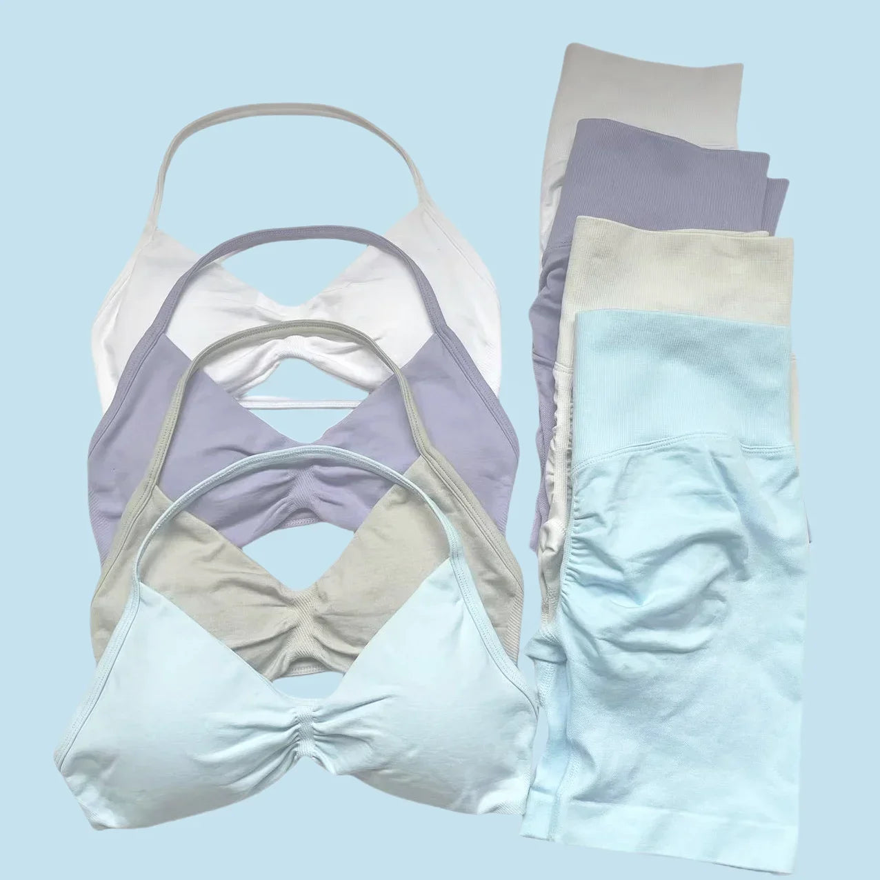 WHENG Gym Set 2 Piece Women Strappy Yoga Bra Top Workout Scrunch Shorts Sports Suit Fitness Clothes Seamless Yoga Set Badiee Stylez