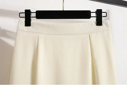 2025 Summer Female Fashionable Versatile Solid Skirts High Waisted Mid Length A-line Plus Size Skirt Split Wrap Body Skirt