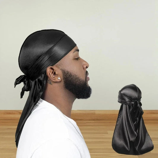 Fashion Long Tail Adult Satin Doo Rag Durag Bandanas Cap Pirate Hat Turban Men Hip Hop Headband Biker Headwrap Women Headwear