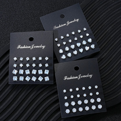 36 Pcs Simple Shiny Rhinestone Stud Earrings Set for Women Fashion Crystal Zircon Pearl Earring New Jewelry Accessories Gifts Badiee Stylez