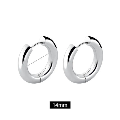 Men' s Earrings Stainless Steel Chunky Hoop Earrings For Man Round Circle Ear Hoops Punk Hip Hop Jewelry Couple Accessories KBE450-1-3
