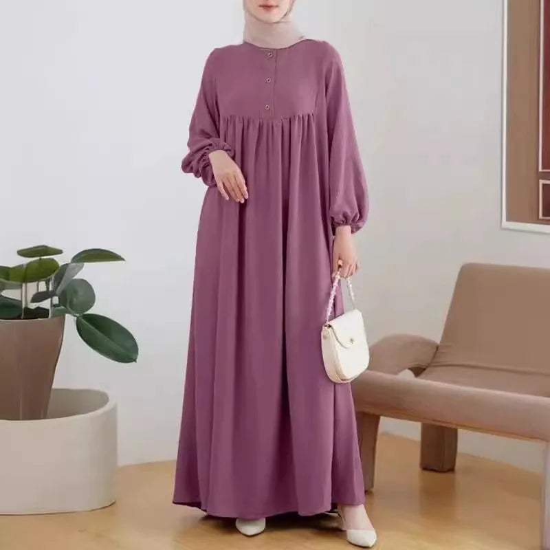 Stylish Casual Robe Bubble Sleeve Dress