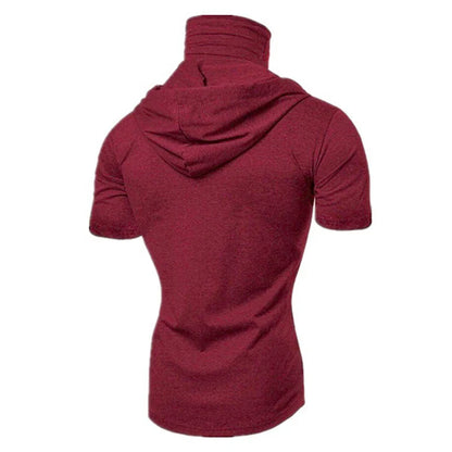 Mens Gym Thin Hoodie Short Sleeve Hoodies With Mask Sweatshirt Casual Splice Large Mask Hoodie Sweatshirt Hooded Tops Cycling Badiee Stylez