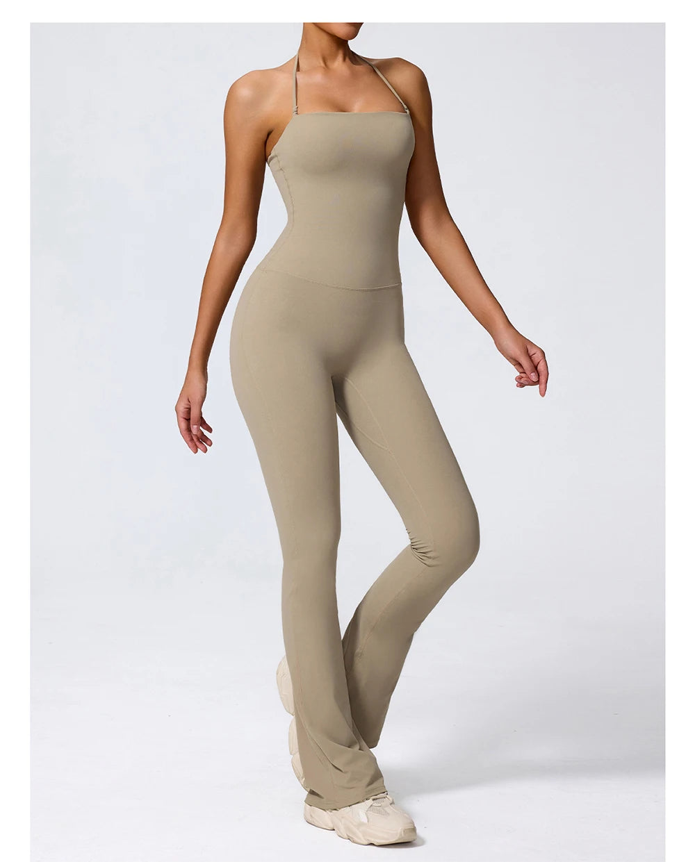 Fashionable Peach-Shaped Hip-Lifting And Neck-Hanging Yoga Jumpsuit For Women Casual And Slightly Flared Fitness Yoga Wear Badiee Stylez