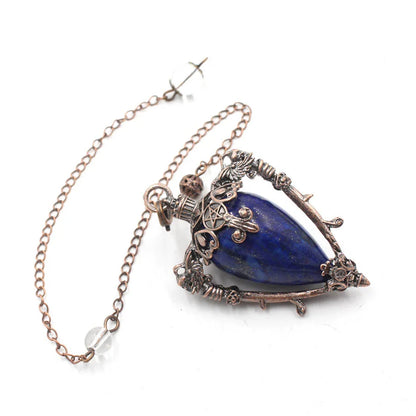 Healing Natural Stone Crystal Pendulums for Divination Black Obsidian Pendant Quartz Pendulum Dowsing Spiritual Pendulos X202 Lapis