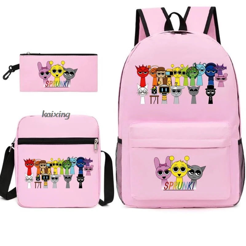 Hot Backpacks New Sprunki Students 3 PCS Set School Bag Teen Girl Boy Back To School Gift Leisure Mochila Teens Travel Bags Picture Color 10 16 inch