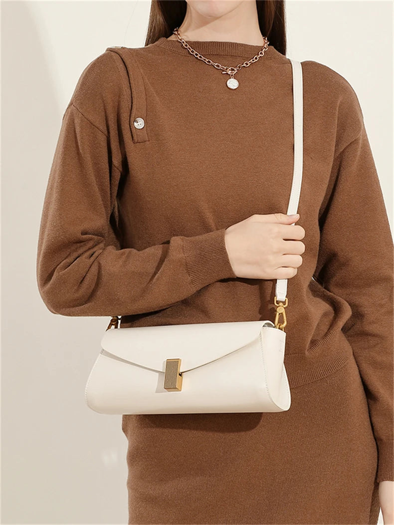 Toptrends Genuine Leather Underarm Shoulder Bags For Women 2025 Luxury Designer Crossbody Purses Envelope Flap Ladies Handbags