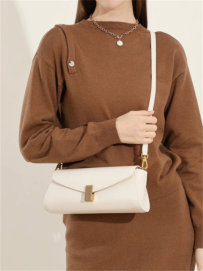 Toptrends Genuine Leather Underarm Shoulder Bags For Women 2025 Luxury Designer Crossbody Purses Envelope Flap Ladies Handbags