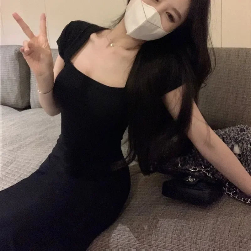 Women's summer style dress, mature girl, spicy girl, square neck dress, hip wrapped fishtail skirt, SS450 Badiee Stylez