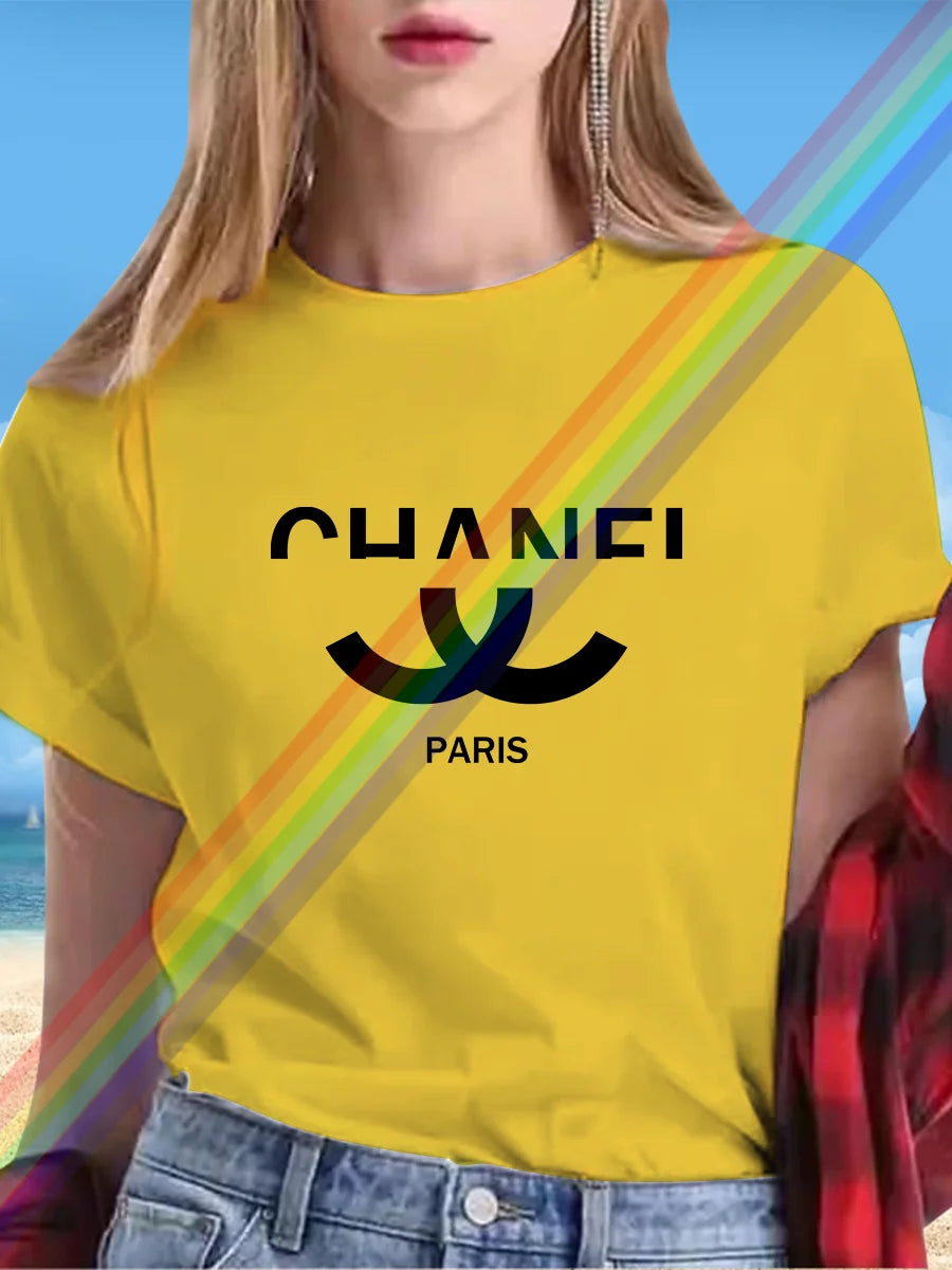 New alphabet Print Casual Graphic T-shirt Short sleeve Sports Women's T-shirt Unisex casual everyday wear Summer women's T-shirt TZ-783 (1) 5 CHINA