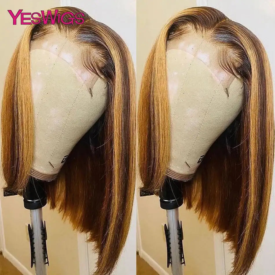 Short Bob Wig Hot Red Burgundy 99j Colored Brown Lace Front Human Hair Wigs Bone Straight Bob Wig Lace Frontal Wigs For Women