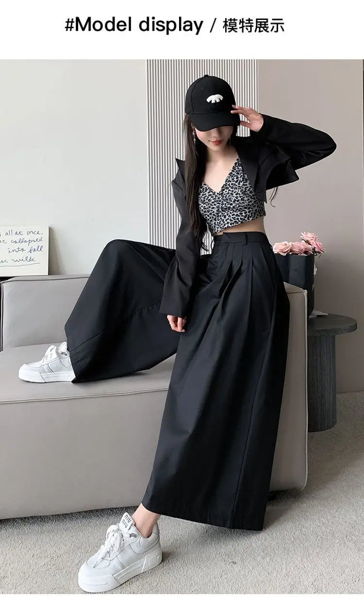 Irregular suit, pants, skirt, female 2024, short, loose, wide leg, big swing pants, high waist, slimming, pleated casual pants Badiee Stylez