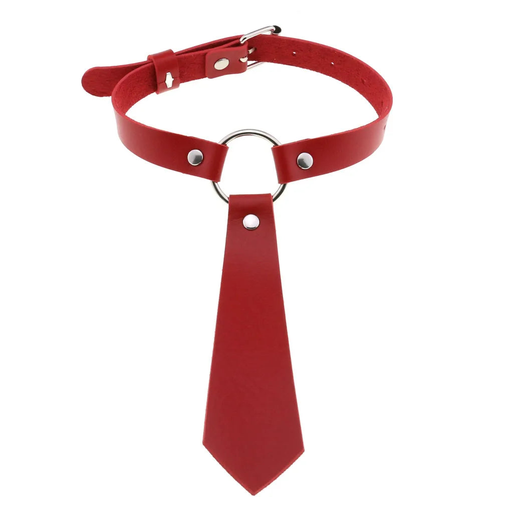 Punk Red Choker Necklace PU Leather Sexy Spiked Neck Strap Clavicle Collar Men Necklaces Hollween Women Y2K Jeweley Gift
