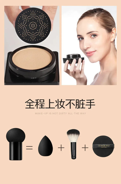 BB Air Cushion Base Foundation with Mushroom Head CC Cream Moisturizing Hydrating Concealer Makeup Brighten Skin Tone Cosmetics