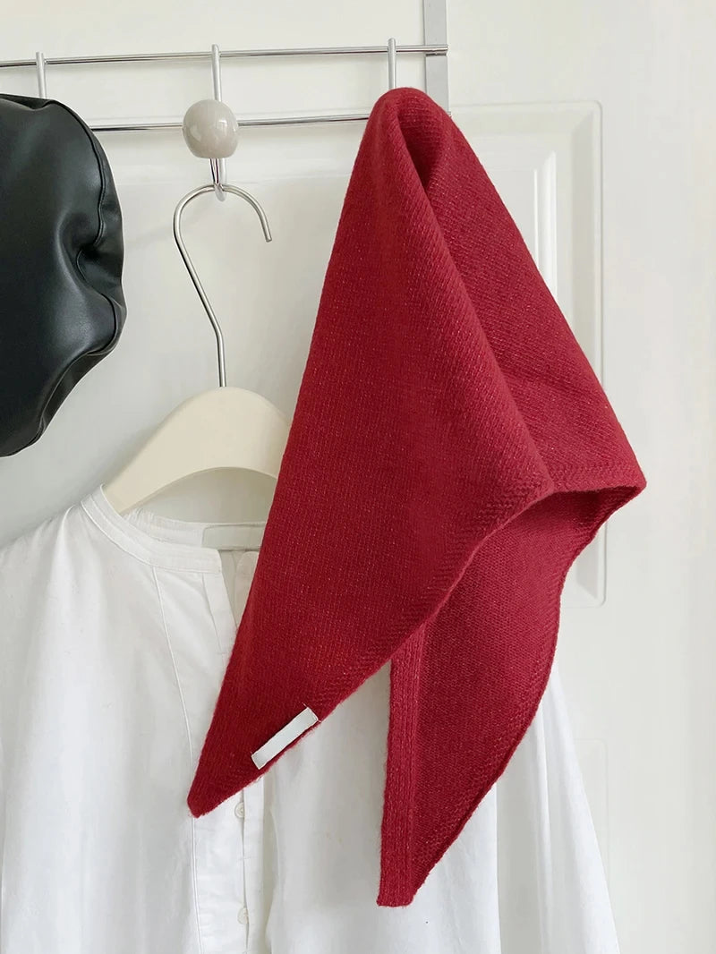 British Korean Style Niche Wool Knitted Triangular Scarf Women Headscarf Knitted Scarf Multi-functional Warm Knitted Scarf Badiee Stylez