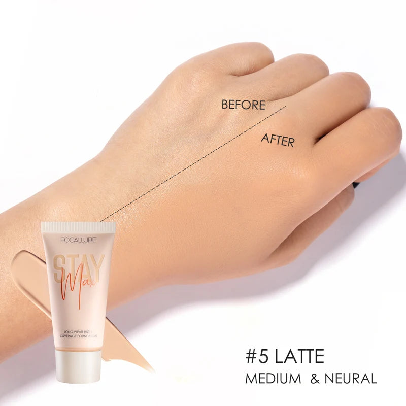 Wholesale FOCALLURE Waterproof Liquid Foundation Cream Full Coverage Oil-control Long-lasting Face Concealer Base Cosmetics 05 Latte