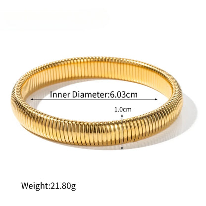 Stainless Steel Texture Flex Snake Chain Cuff Bracelet 18k Gold Plated Wide Bracelet Bangle Fashion Jewelry Women Gifts Badiee Stylez