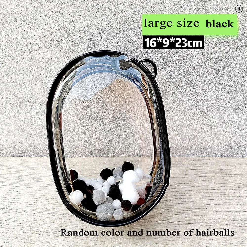 Transparent Outdoor Bag with Keychain Mystery Doll Display Storage Bags Dust-Proof Organizer Pouches Classic Doll Storage Bags black L (hairball)